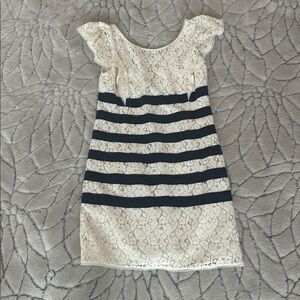 BCBGMaxAzria Cream and Black Lace Dress